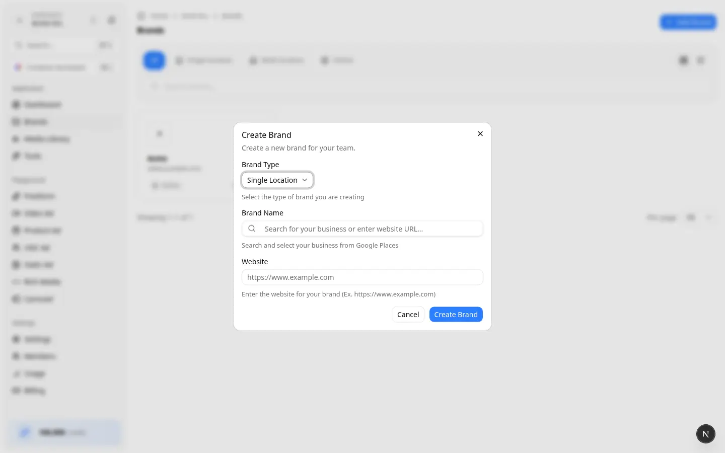 Search Google Places, or create a custom entry Places search results with a Create custom entry option
